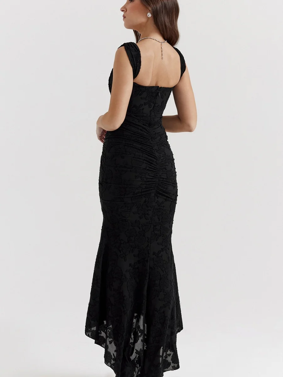 Floral Jacquard Fabric Boning Fishtail Maxi Dress - Image 14