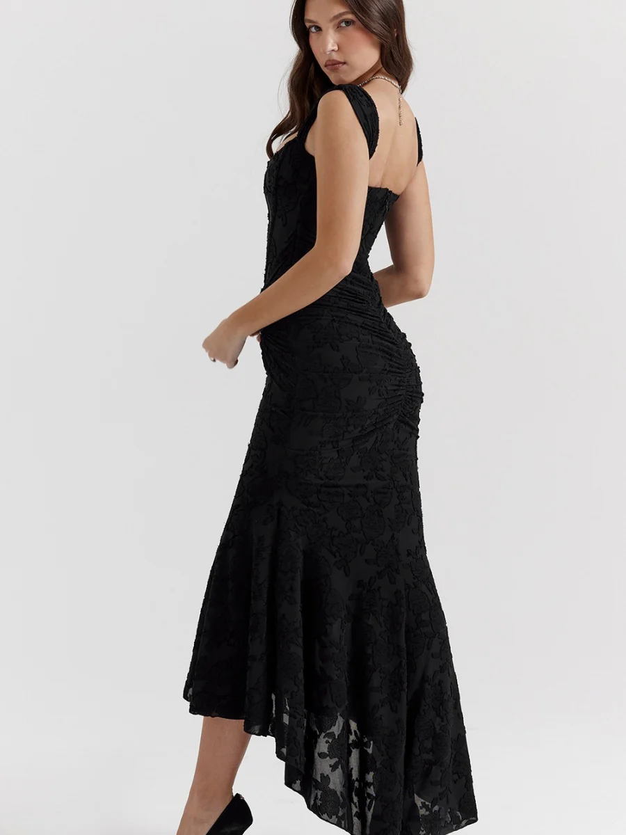 Floral Jacquard Fabric Boning Fishtail Maxi Dress - Image 15