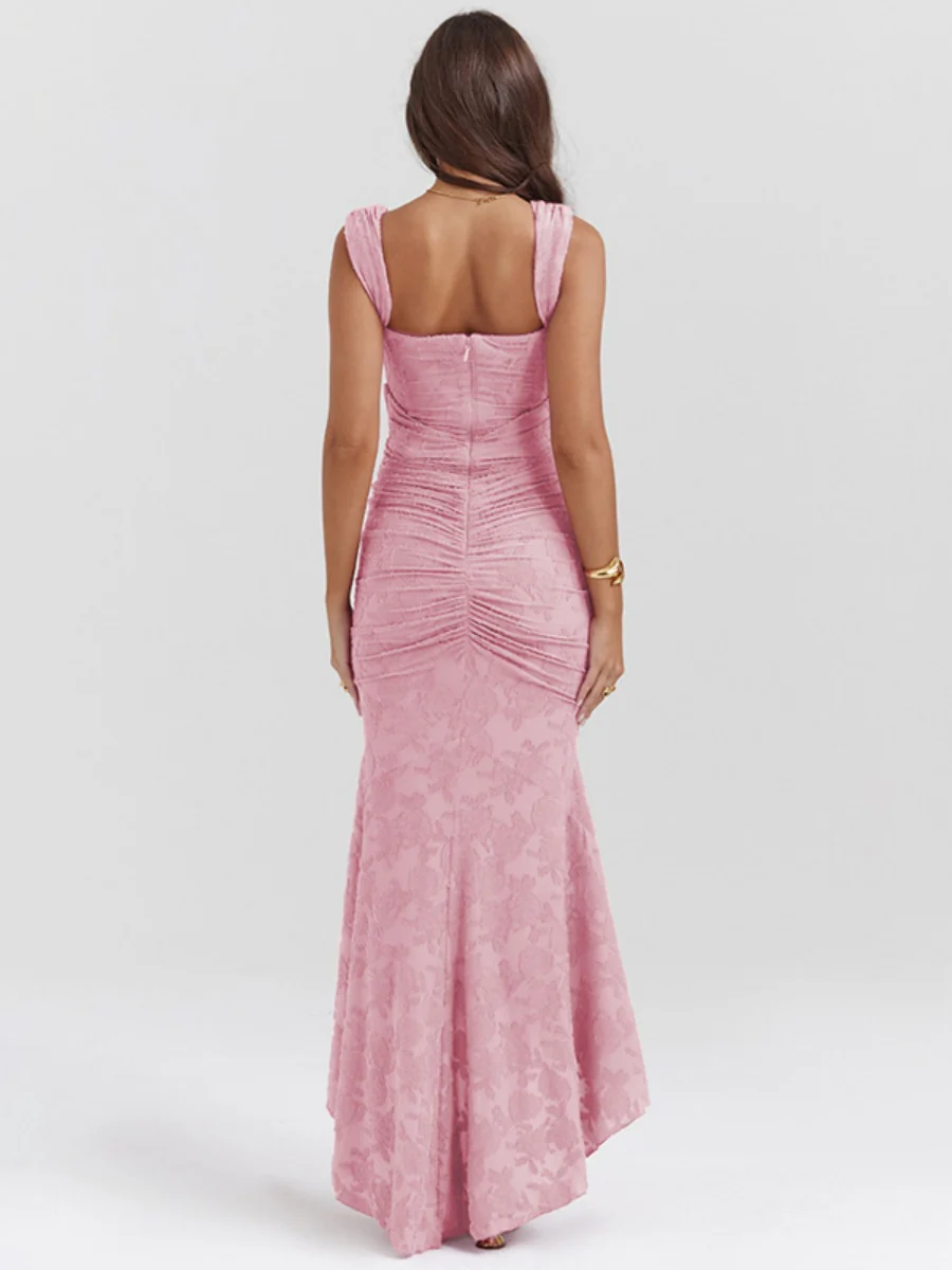 Floral Jacquard Fabric Boning Fishtail Maxi Dress - Image 18