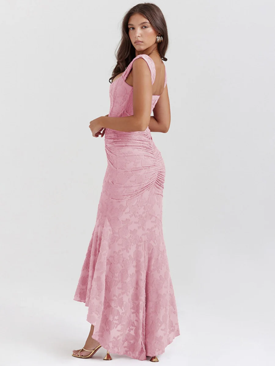 Floral Jacquard Fabric Boning Fishtail Maxi Dress - Image 21
