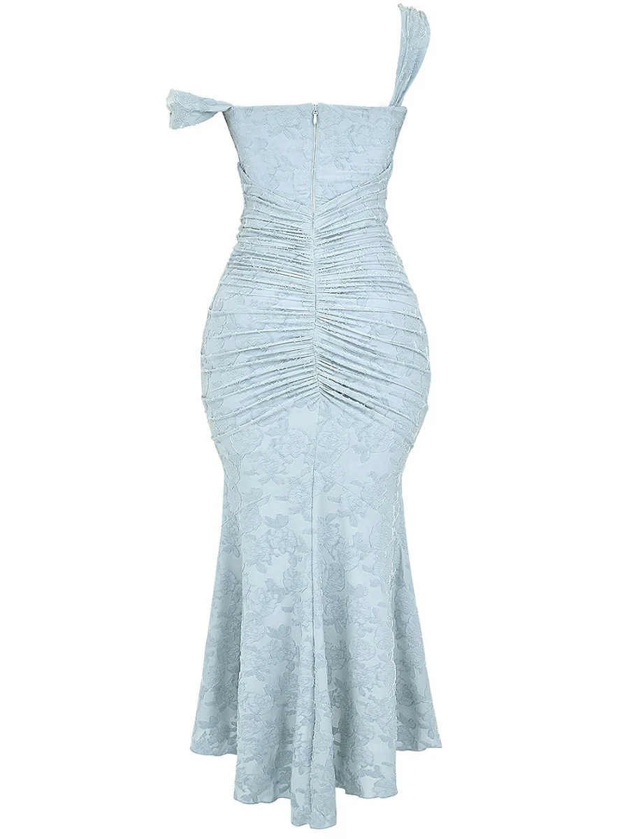 Floral Jacquard Fabric Boning Fishtail Maxi Dress - Image 7