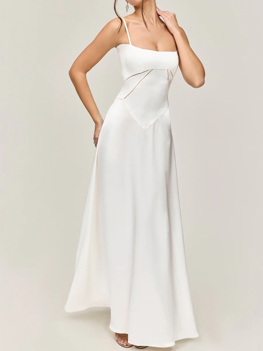 Satin-panel Spaghetti Strap Maxi Dress - Image 18