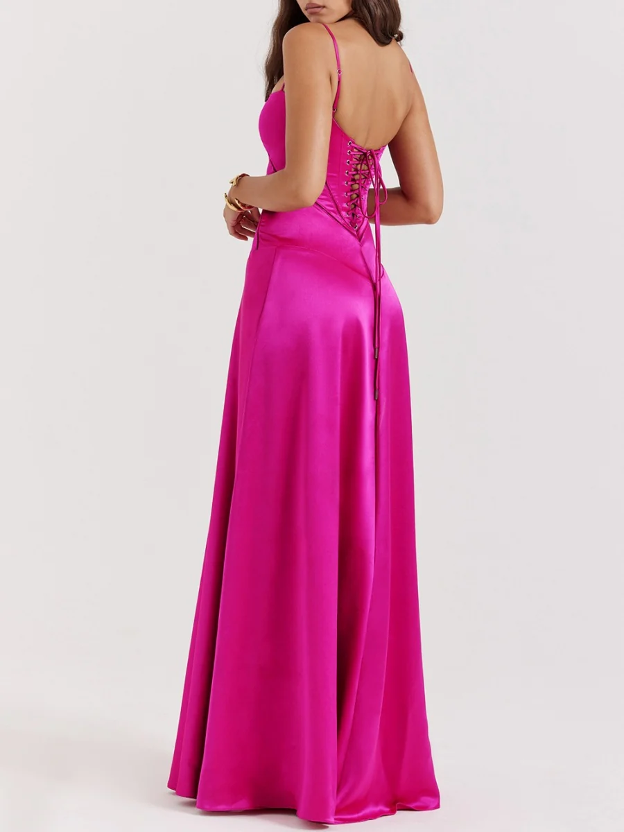 Satin-panel Spaghetti Strap Maxi Dress - Image 2