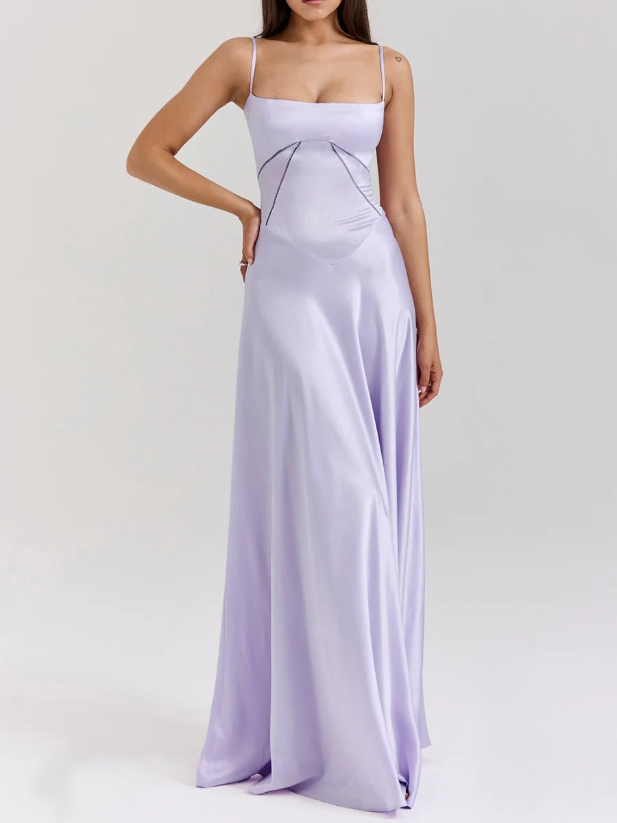 Satin-panel Spaghetti Strap Maxi Dress - Image 20