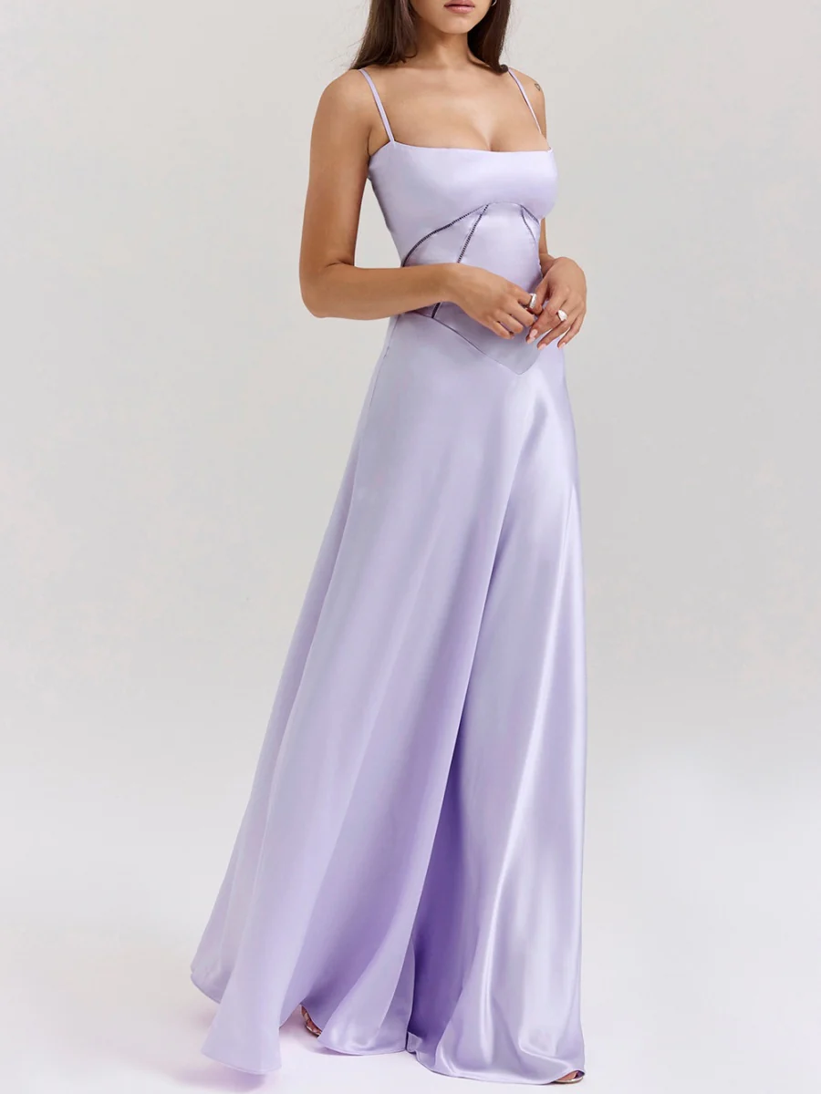 Satin-panel Spaghetti Strap Maxi Dress - Image 21