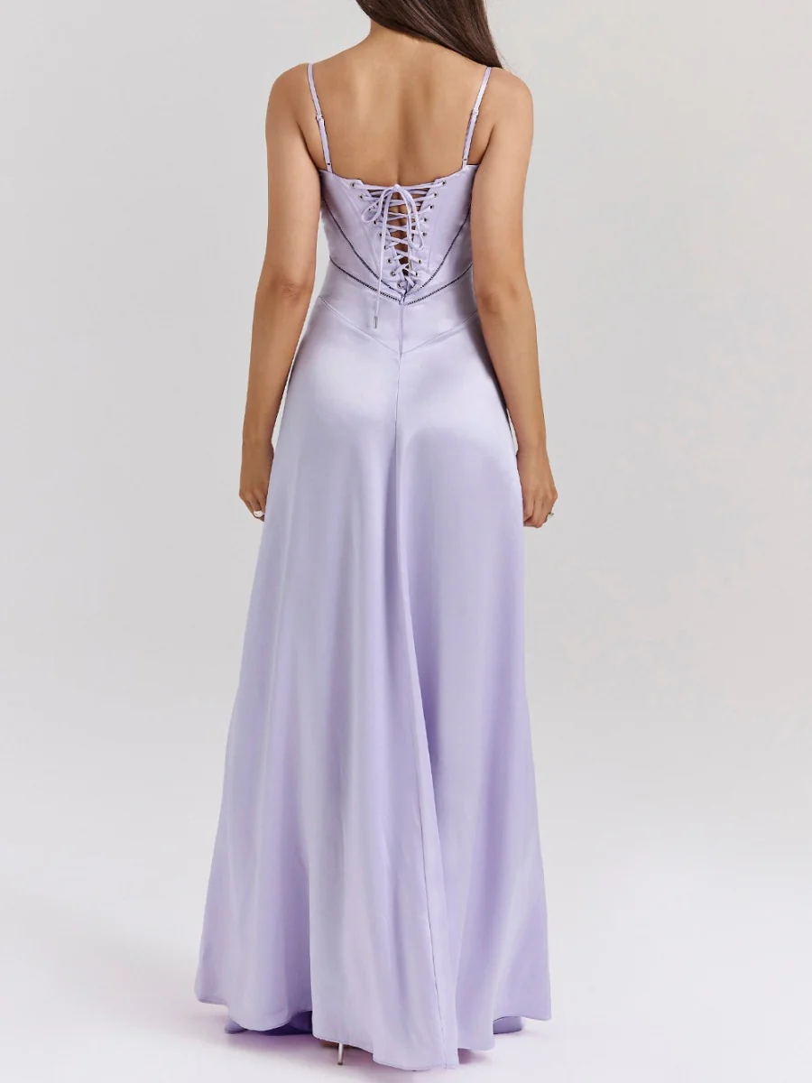 Satin-panel Spaghetti Strap Maxi Dress - Image 22