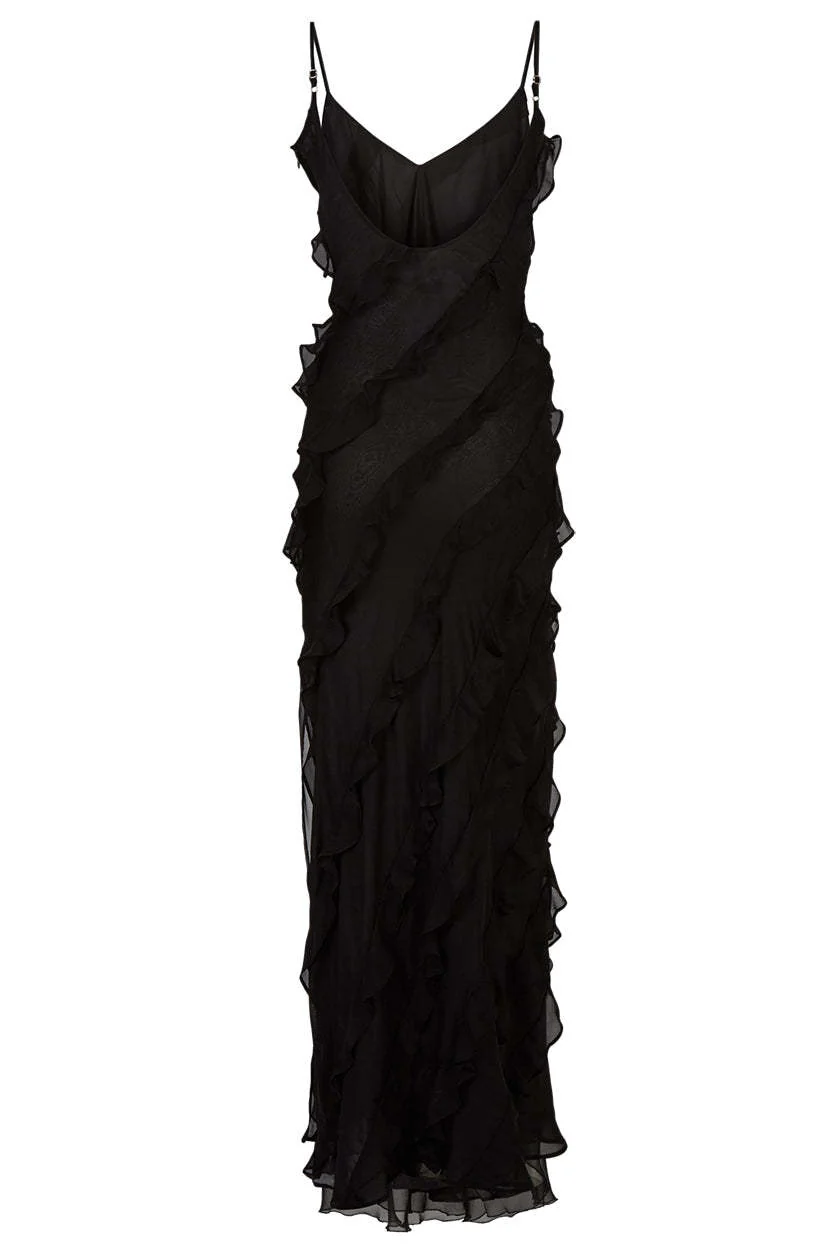 V-neck Ruffle Slit Maxi Dresses - Image 10