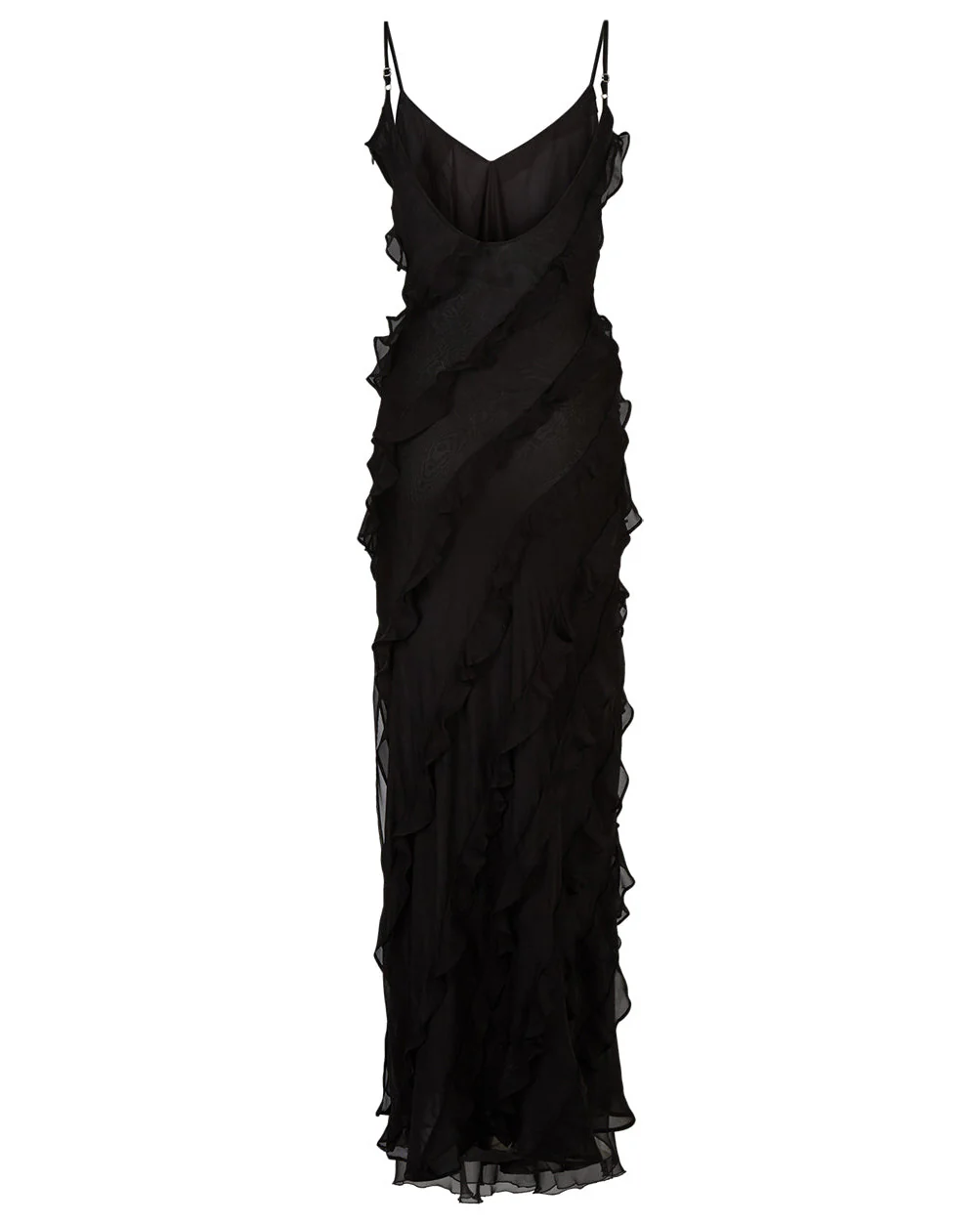 V-neck Ruffle Slit Maxi Dresses - Image 11