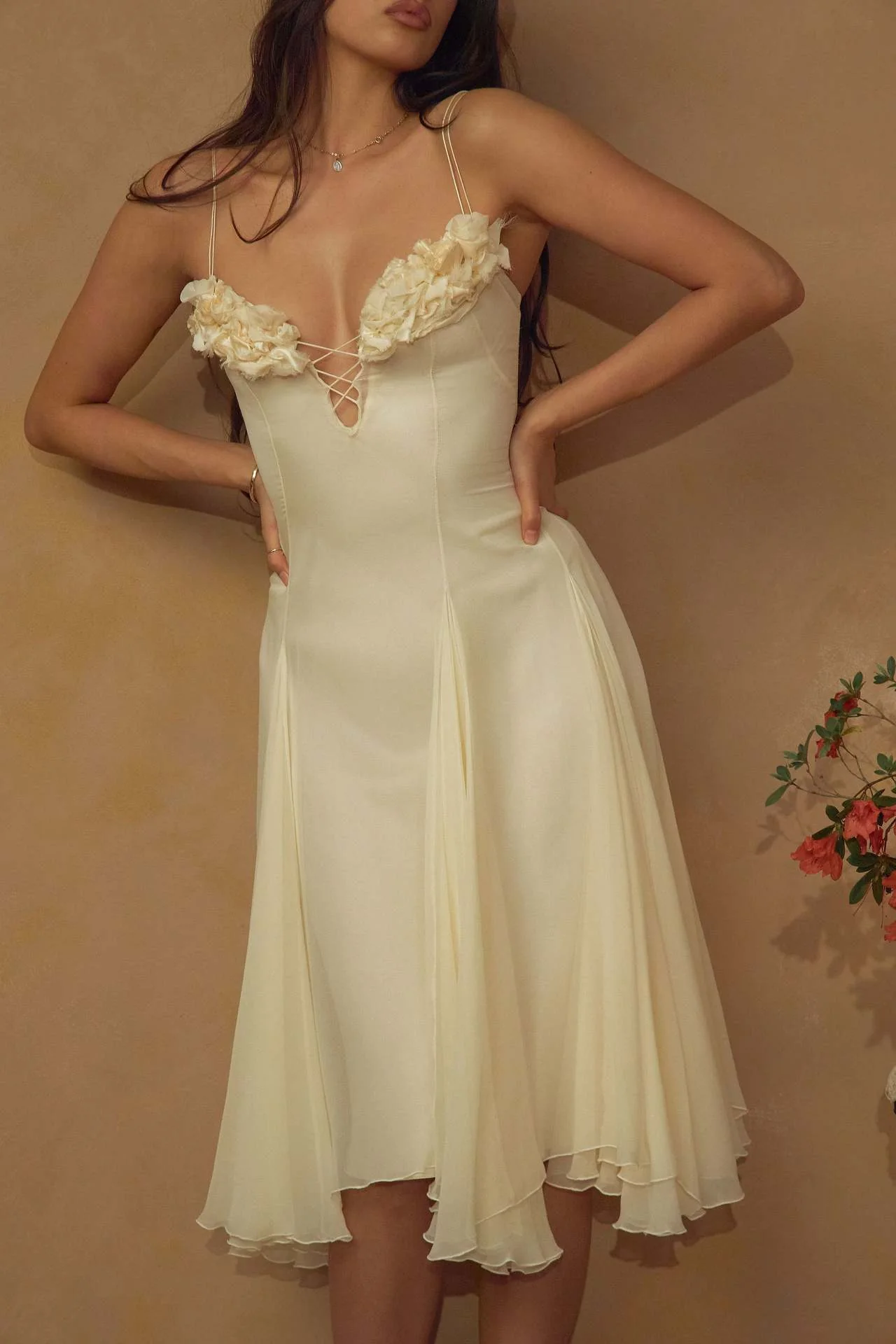 3D Flowers Bandage Slit Formal Dress Maxi Dresses - Image 7