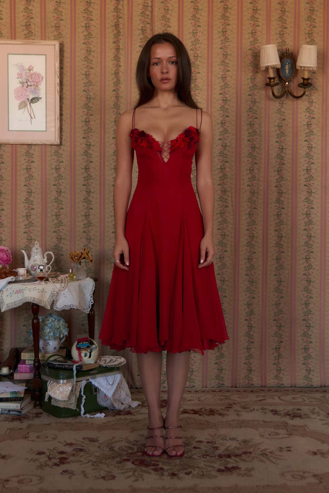 3D Flowers Bandage Slit Formal Dress Maxi Dresses - Image 9