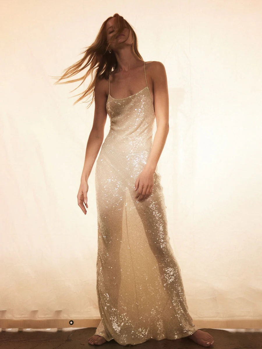 Backless Camisoles Sequins Slim-fit Banquet Maxi Dresses - Image 2