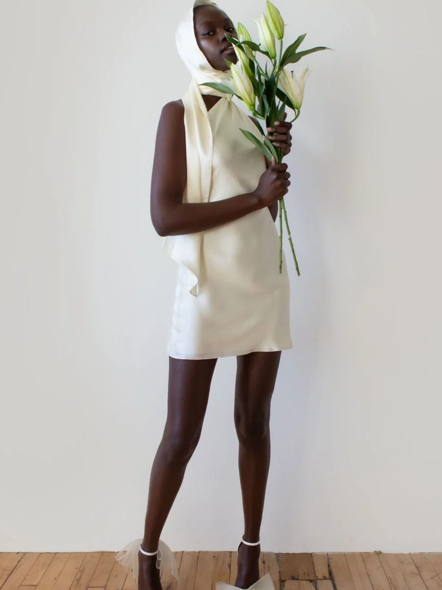 Halter Backless Satin Wedding Parties Bridesmaid Mini&Short Dresses - Image 7