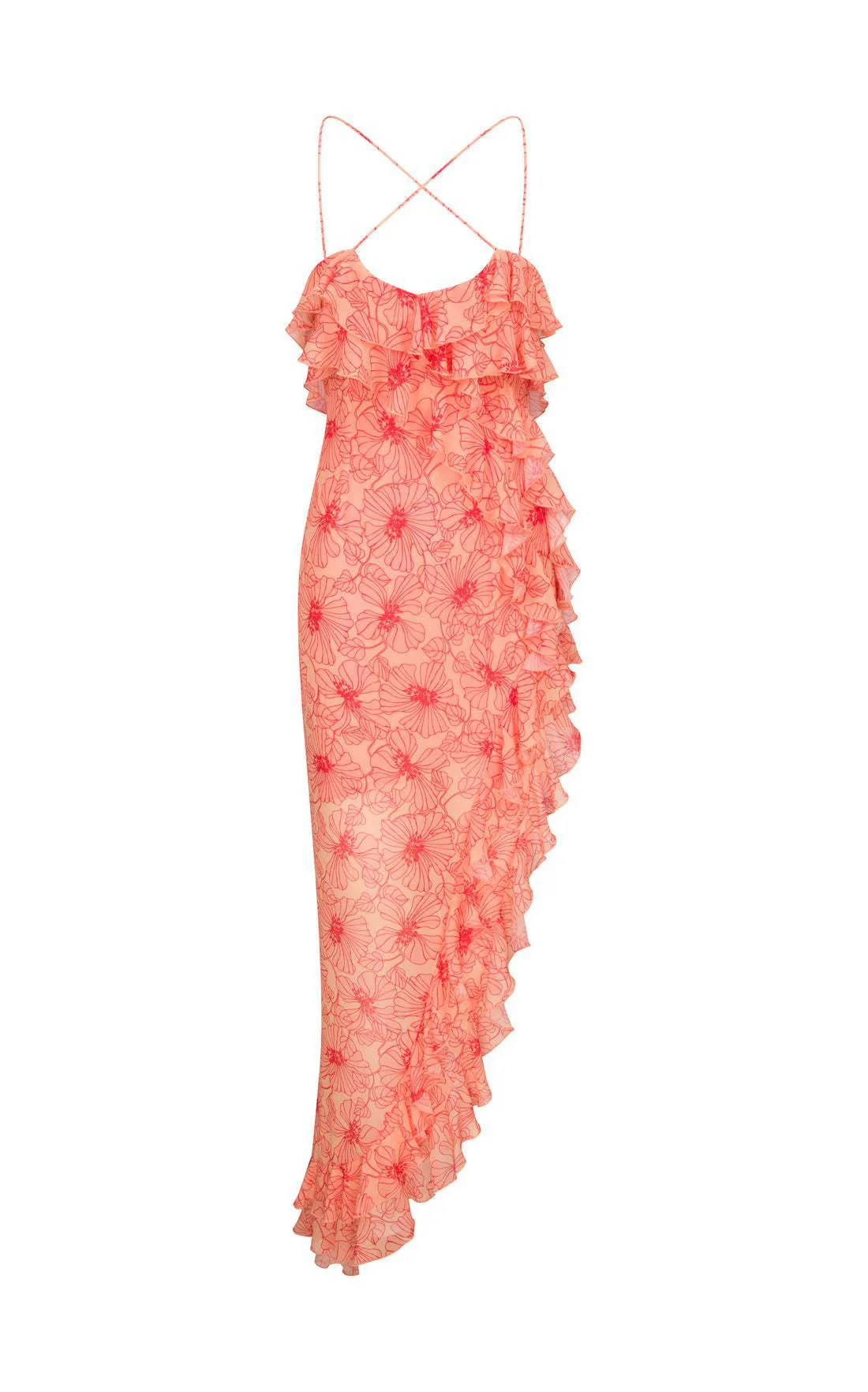 Wood Ear Cross Chiffon Floral High Slit Maxi Dresses - Image 9