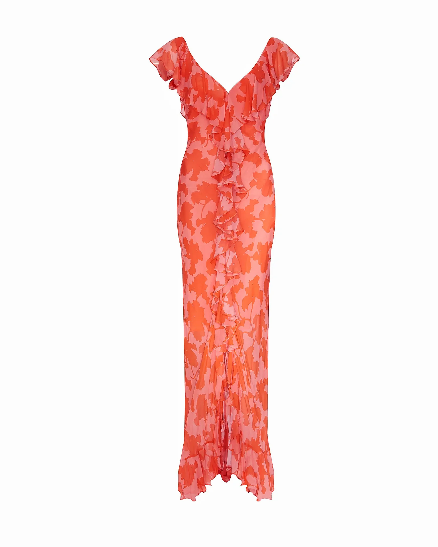 Ruffle High Slit V-neck Perspective Formal Dress Maxi Dresses - Image 11