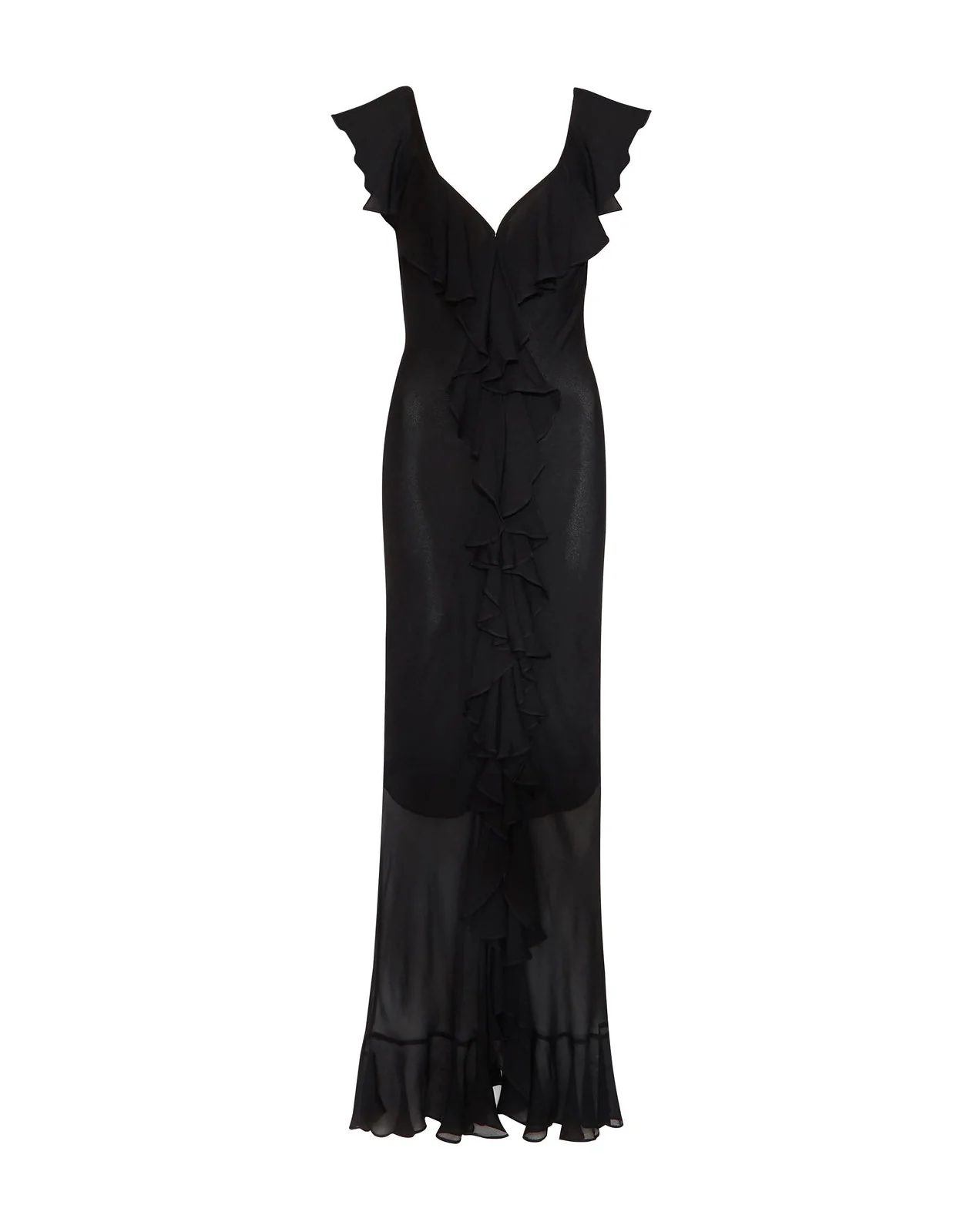 Ruffle High Slit V-neck Perspective Formal Dress Maxi Dresses - Image 7