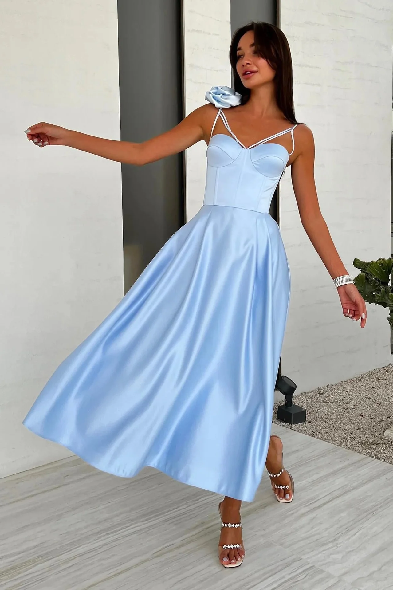 3D Flowers Shoulder Strap Formal Dress Maxi Dresses - Image 10