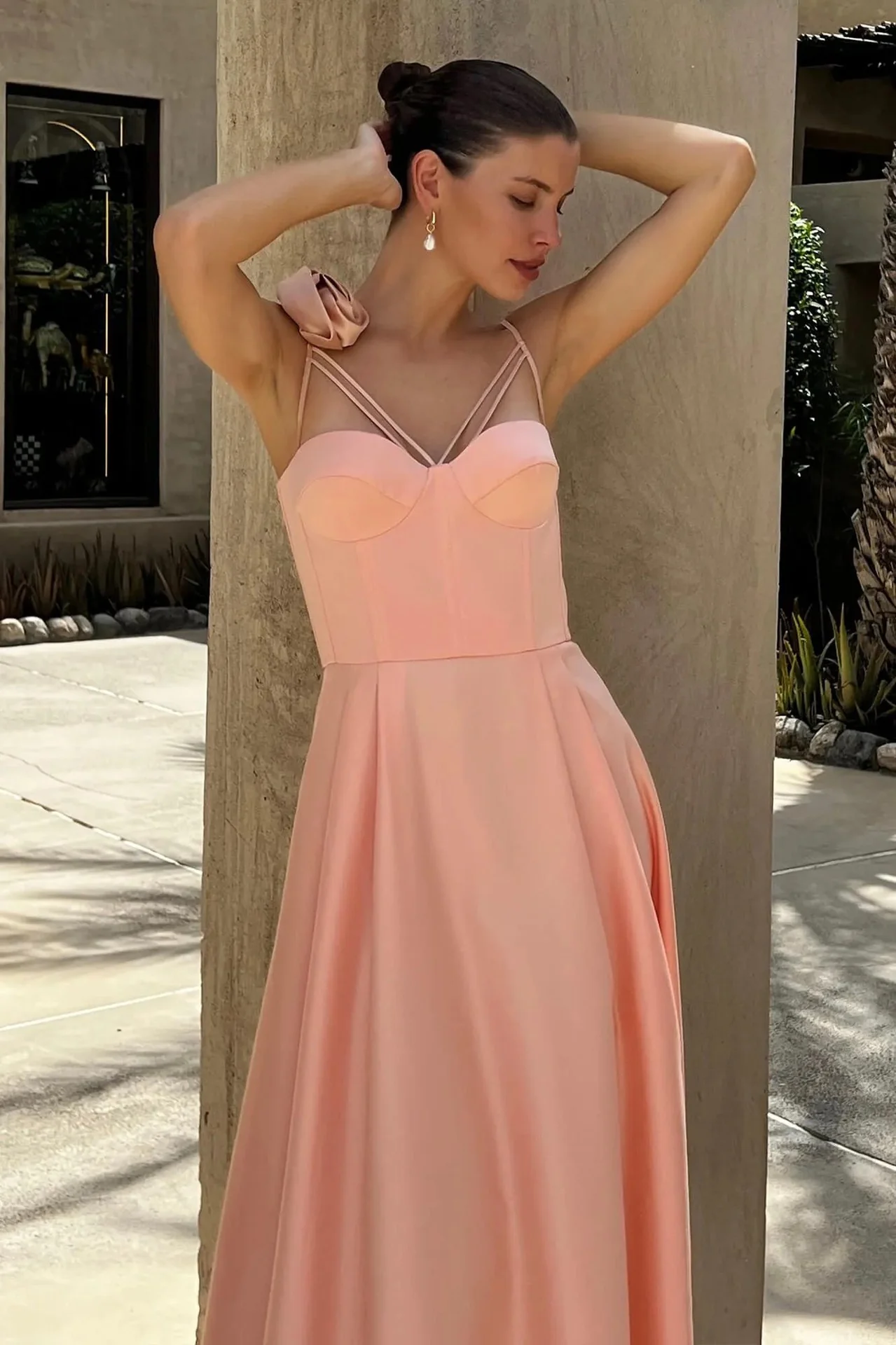 3D Flowers Shoulder Strap Formal Dress Maxi Dresses - Image 2