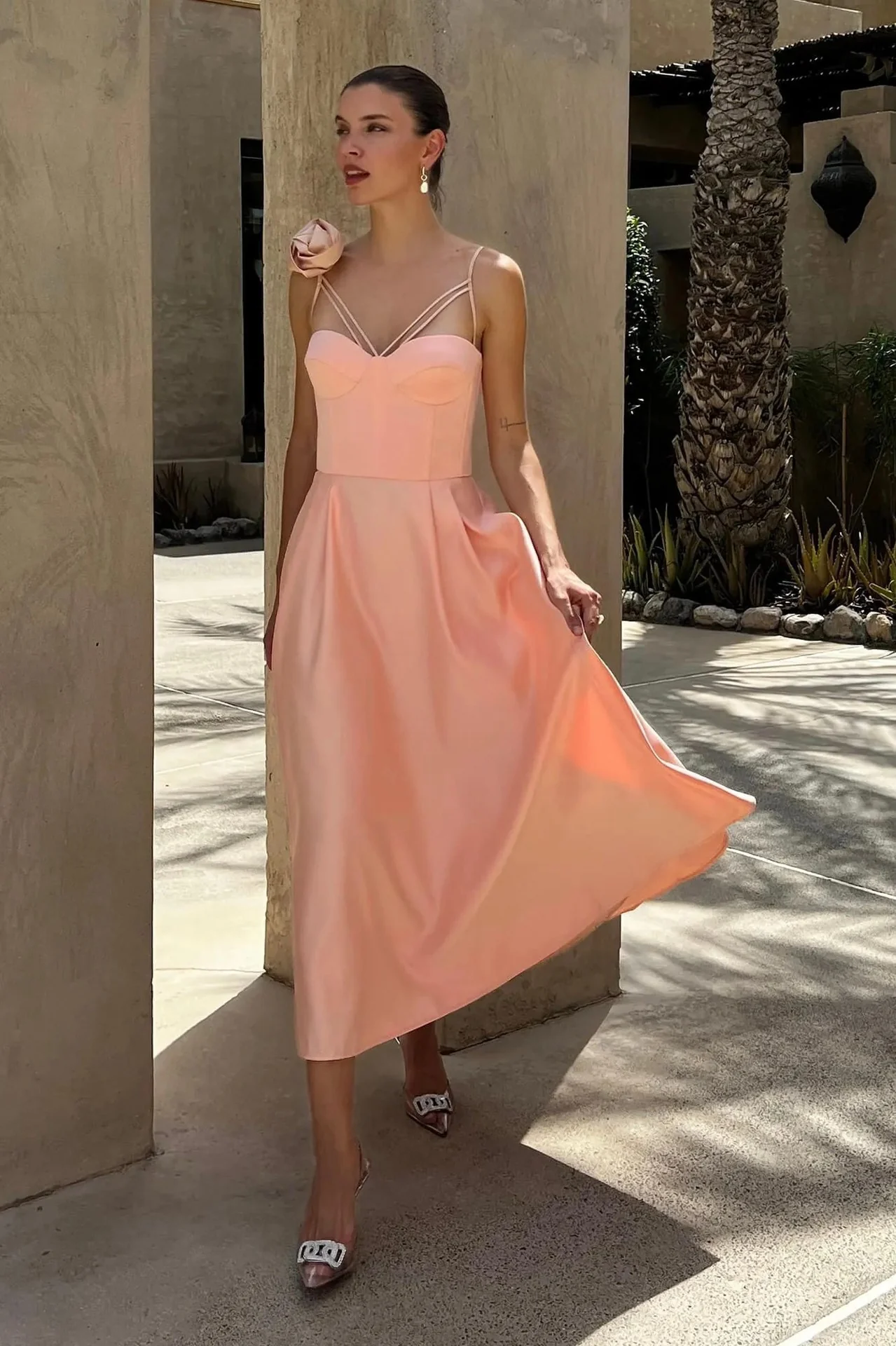 3D Flowers Shoulder Strap Formal Dress Maxi Dresses - Image 4