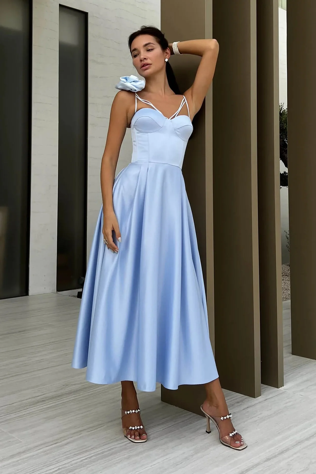 3D Flowers Shoulder Strap Formal Dress Maxi Dresses - Image 8