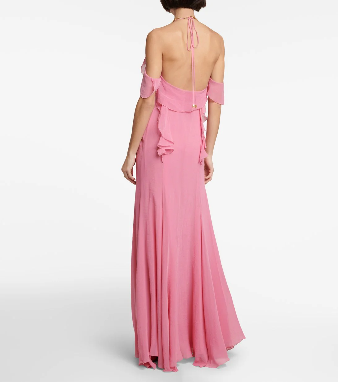 V-neck Ruffle Backless Formal Dress Maxi Dresses - Image 4