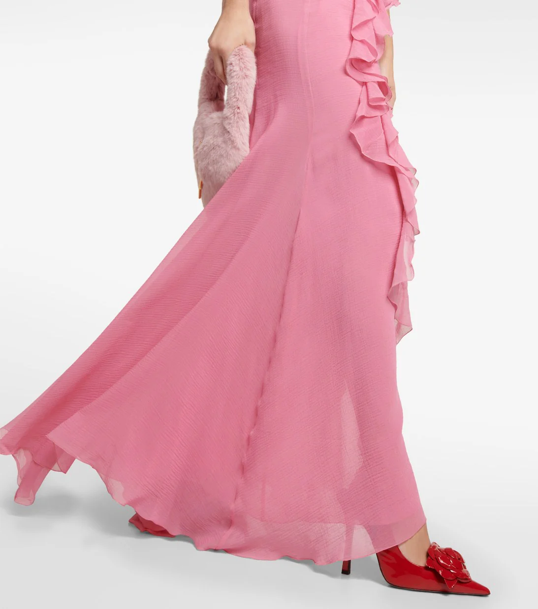 V-neck Ruffle Backless Formal Dress Maxi Dresses - Image 5