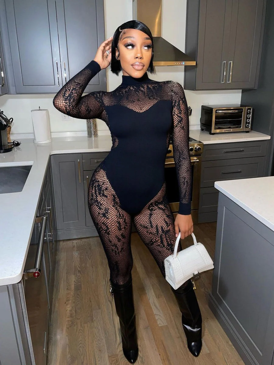 Sexy Black Lace Cutouts Bodysuits - Image 4