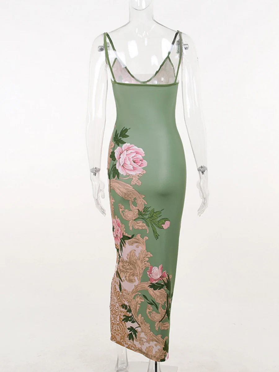 V-neck Camisoles Printed Sexy Backless Maxi Dresses - Image 12