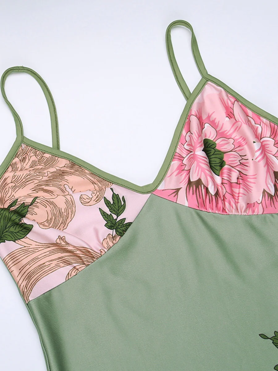 V-neck Camisoles Printed Sexy Backless Maxi Dresses - Image 13