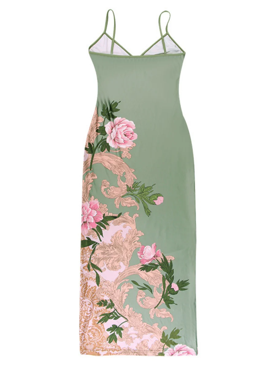 V-neck Camisoles Printed Sexy Backless Maxi Dresses - Image 24