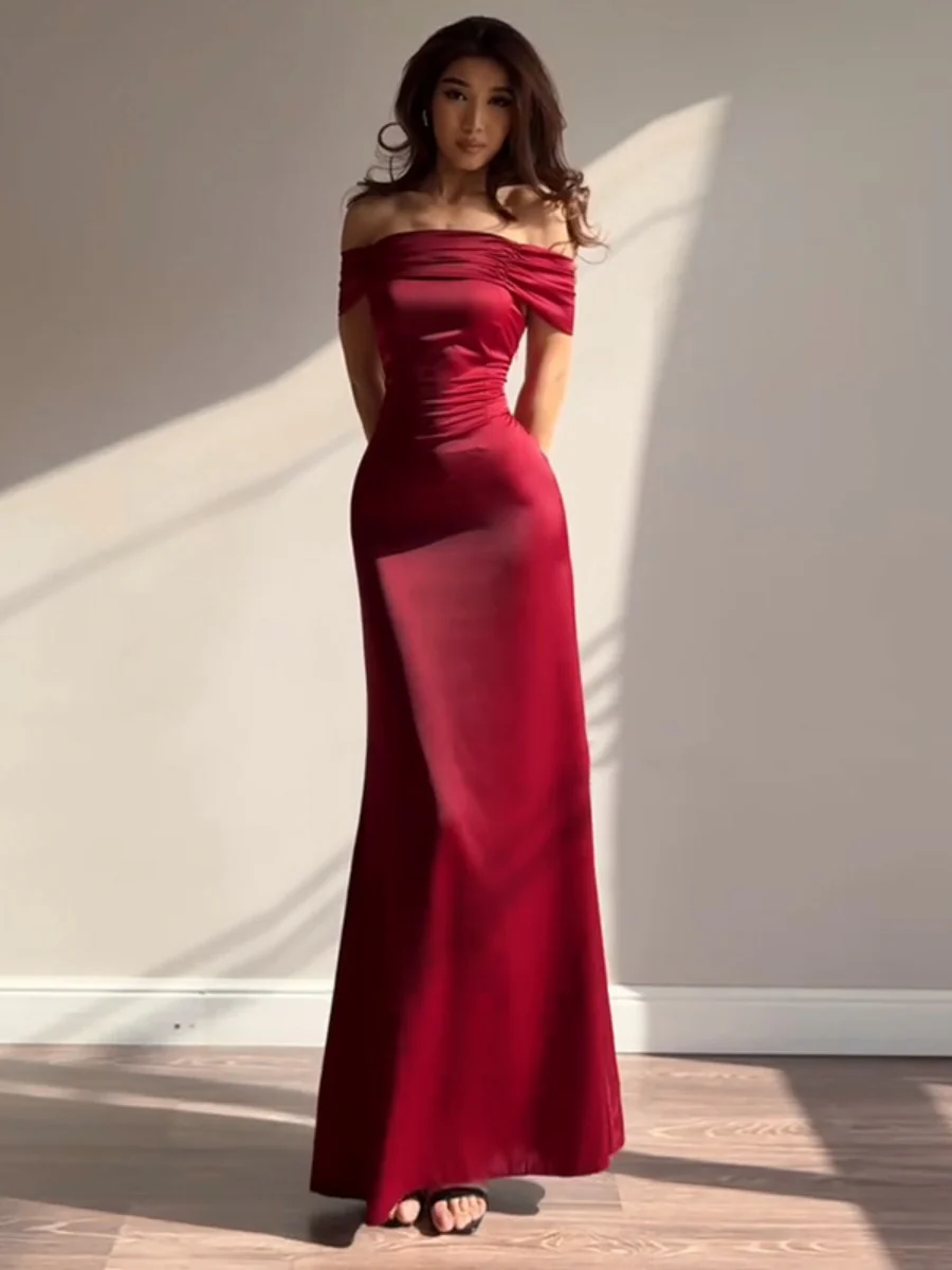Off Shoulder Hip-hugging Parties Maxi Dresses - Image 4