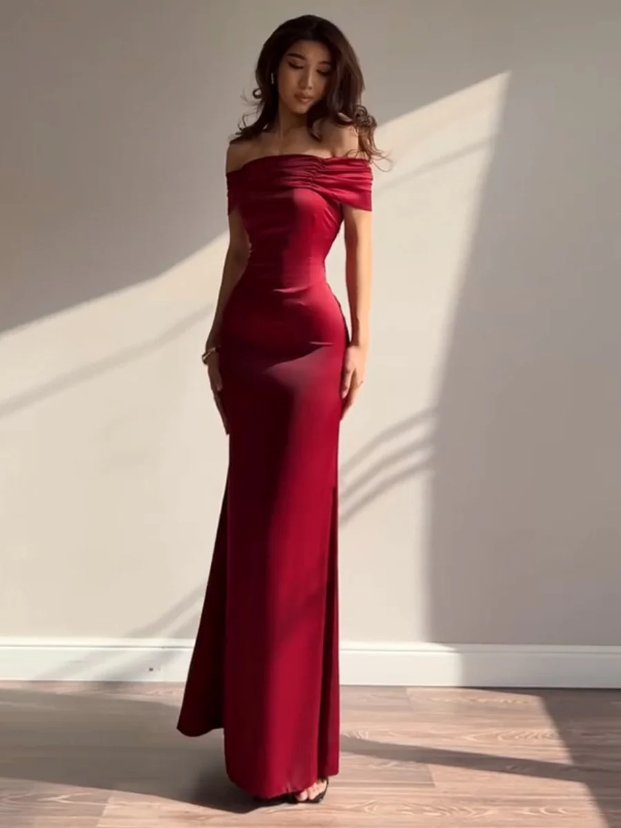Off Shoulder Hip-hugging Parties Maxi Dresses - Image 5