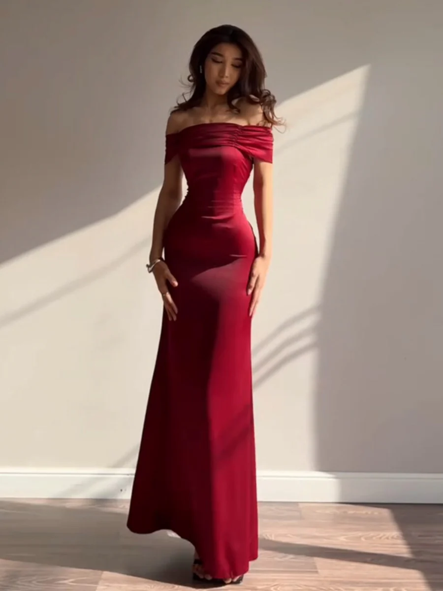 Off Shoulder Hip-hugging Parties Maxi Dresses - Image 6