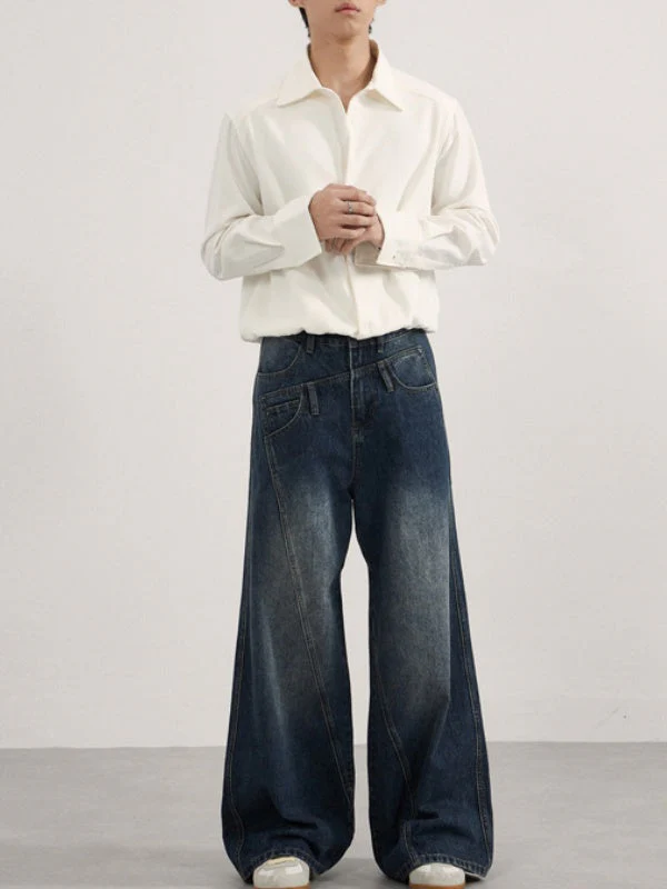 Irregular Deconstruction Segmentation A-shaped Slimming Jeans - Image 4