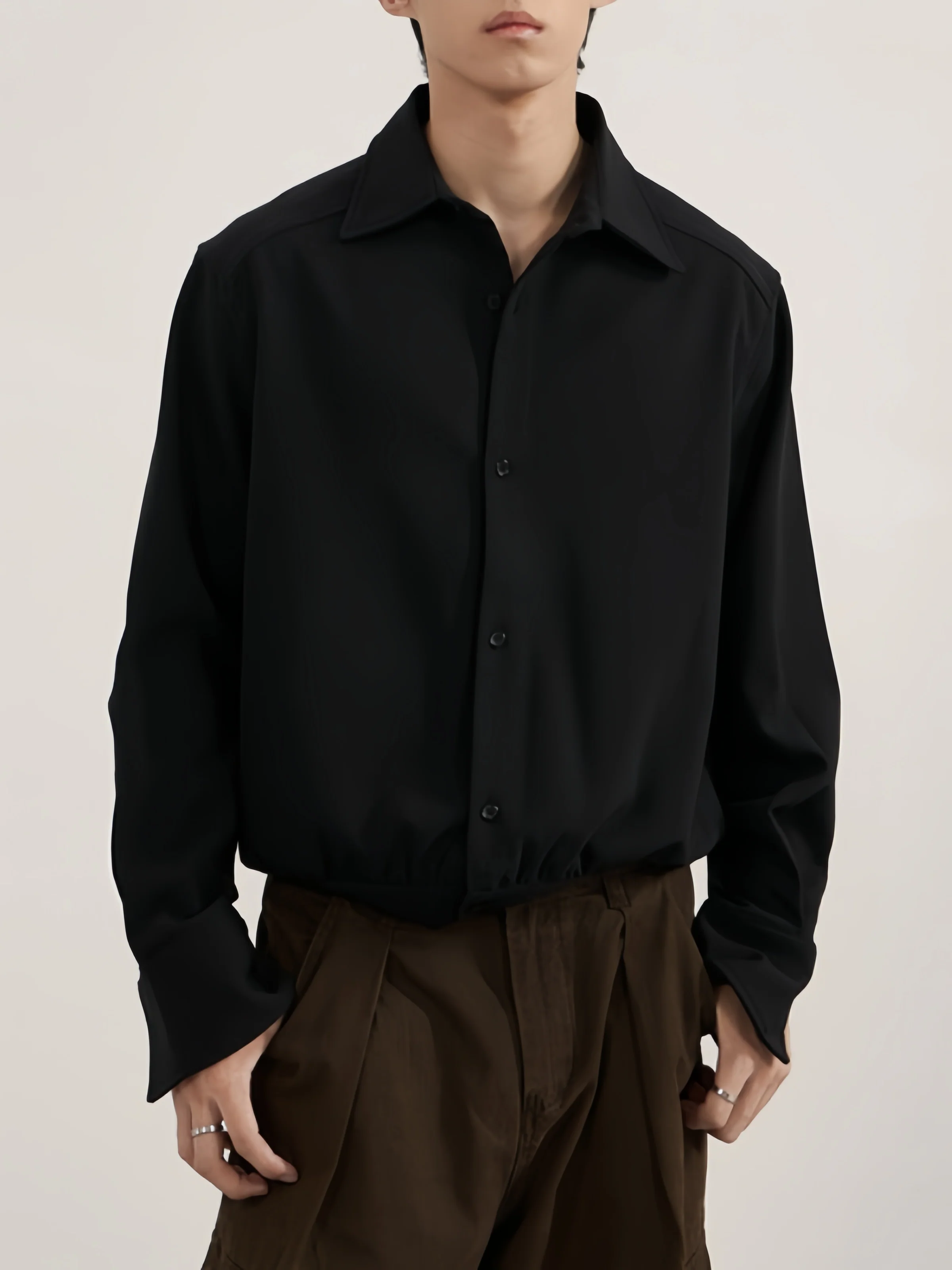Minimalism High Intelligence Cleanfit Commuting Solid Color Shirt - Image 3