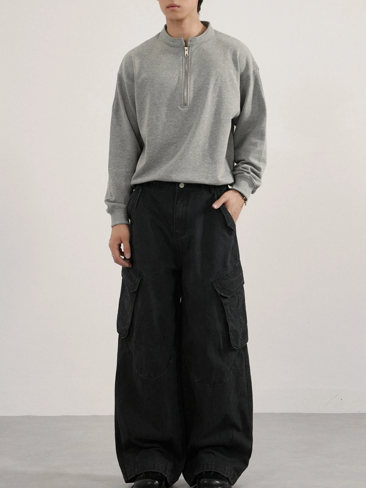 Retro Washing Silhouette Loose Wide-leg Cargo Leisure Machete Cargo Trousers - Image 4