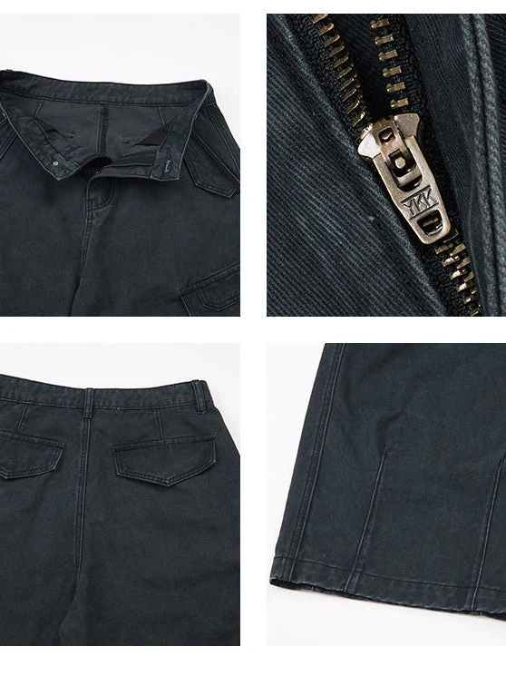 Retro Washing Silhouette Loose Wide-leg Cargo Leisure Machete Cargo Trousers - Image 5