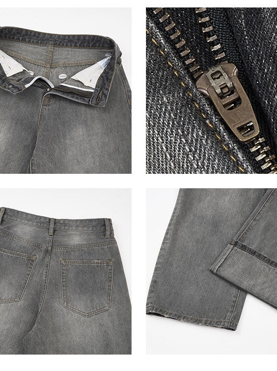 Grey Wash Straight-Leg Minimal Jeans - Image 4