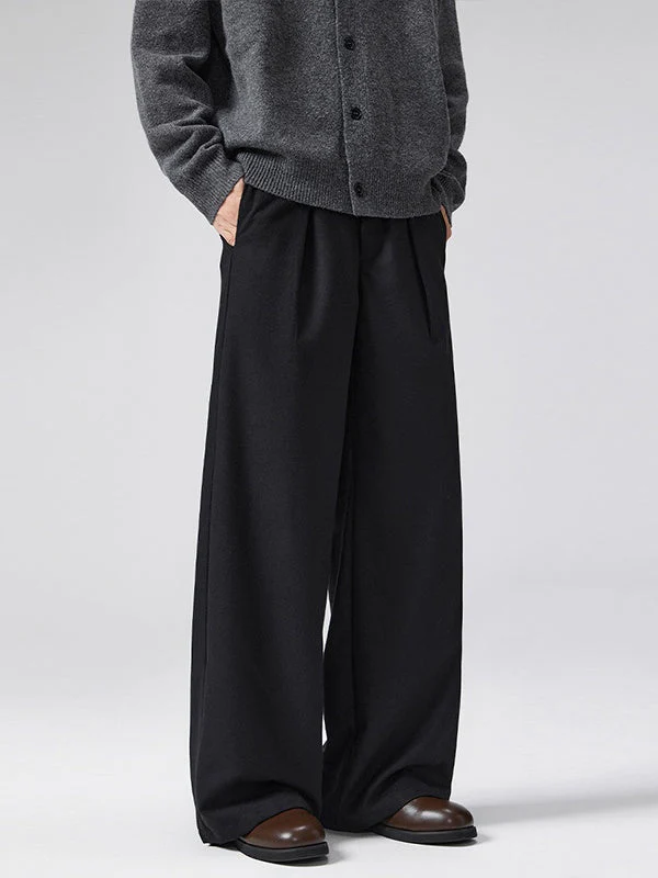 Old Money Style A-shaped Pleated Woolen Cloth Trousers Pants - Image 2