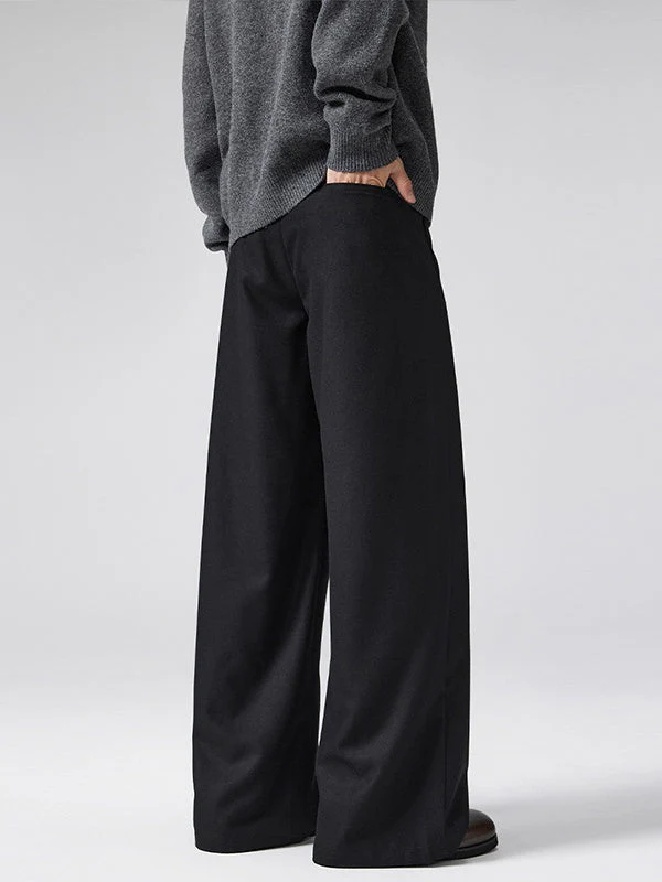 Old Money Style A-shaped Pleated Woolen Cloth Trousers Pants - Image 3