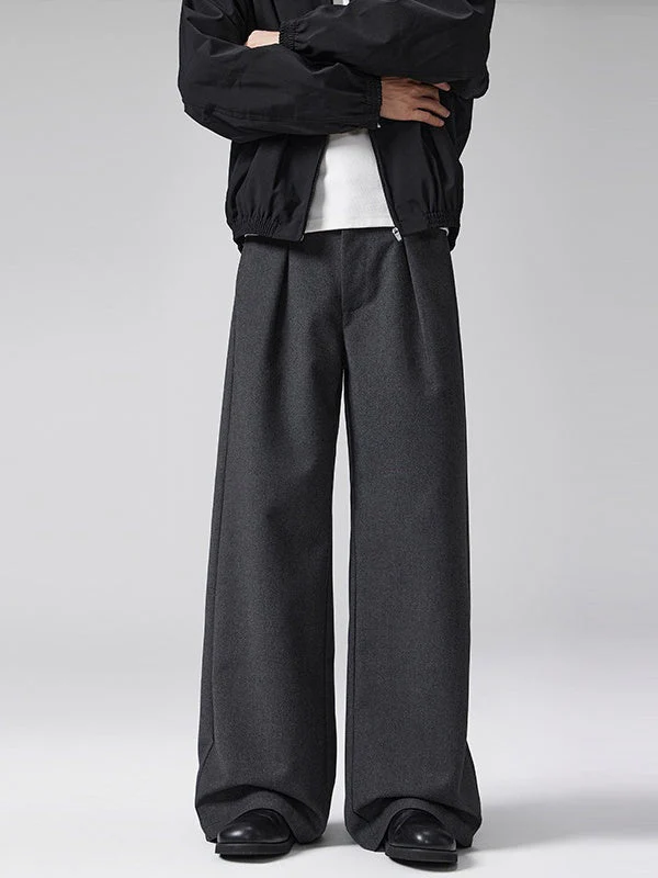Old Money Style A-shaped Pleated Woolen Cloth Trousers Pants - Image 4