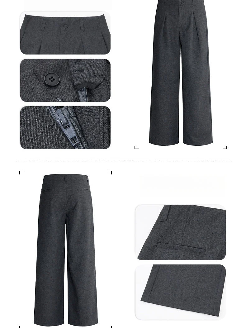 Old Money Style A-shaped Pleated Woolen Cloth Trousers Pants - Image 6