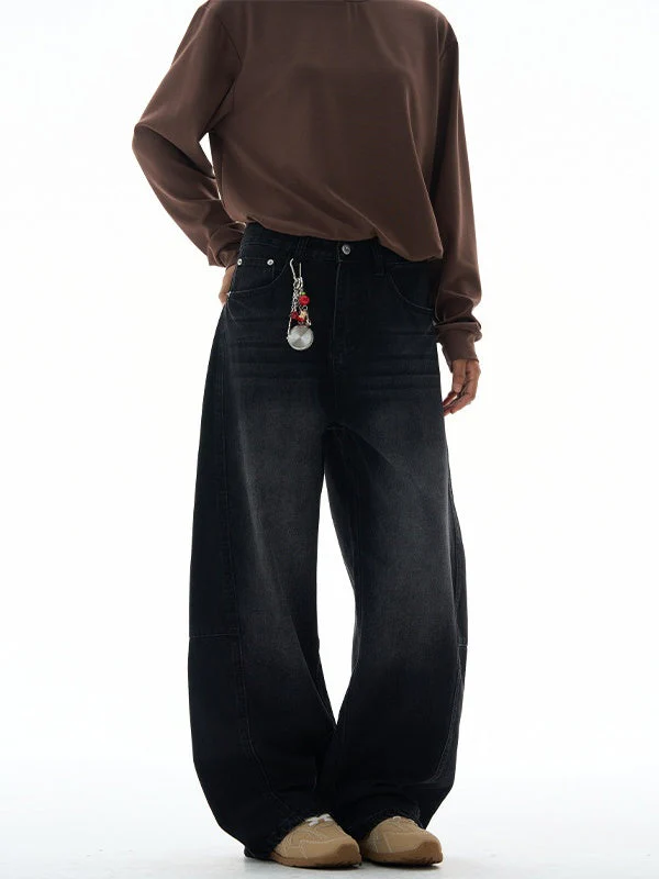 Washing Flower Tie Lightning Pattern Machete Loose Wide-leg Jeans - Image 2