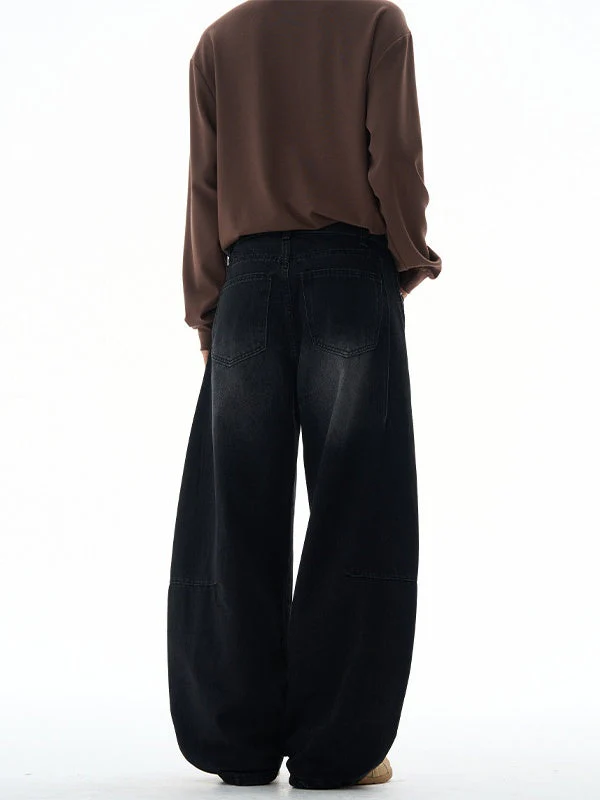 Washing Flower Tie Lightning Pattern Machete Loose Wide-leg Jeans - Image 3