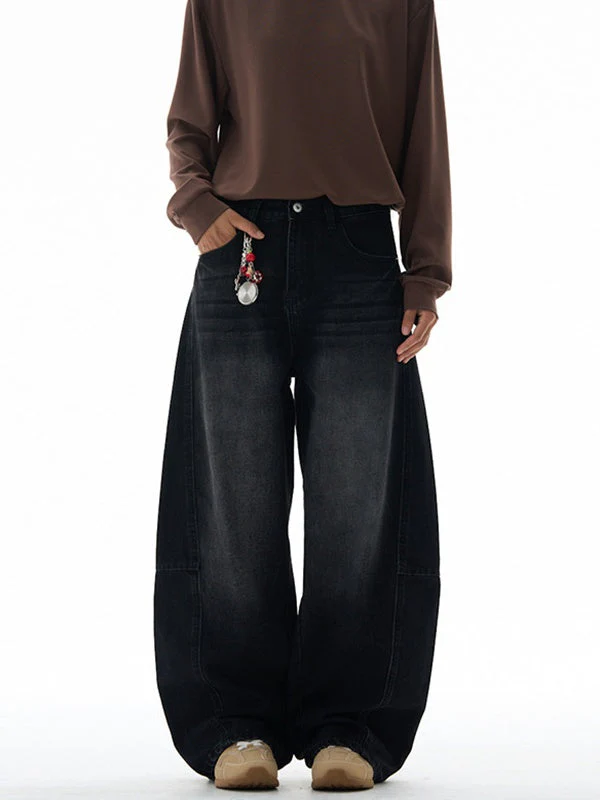 Washing Flower Tie Lightning Pattern Machete Loose Wide-leg Jeans - Image 4
