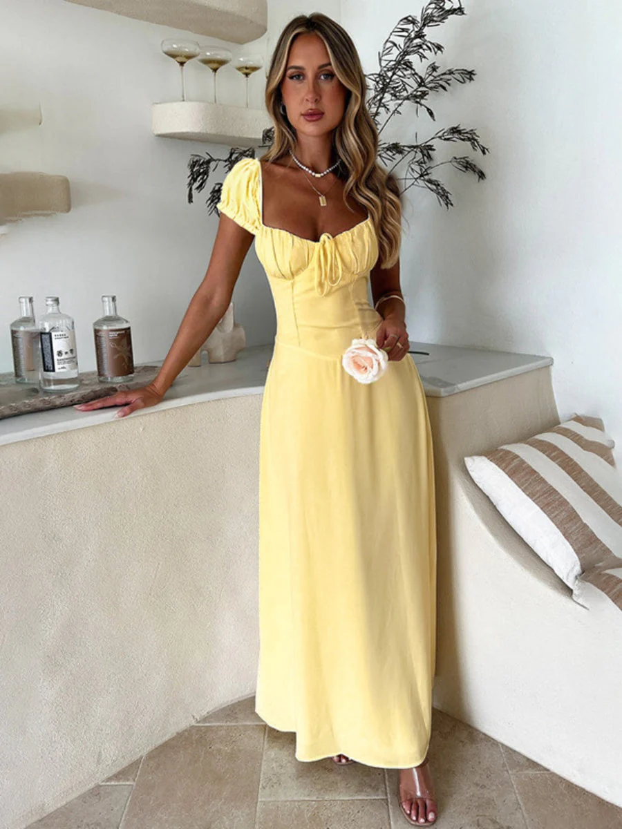 Liber Summer Women's Bandage Solid Color Maxi Dresses - Image 5