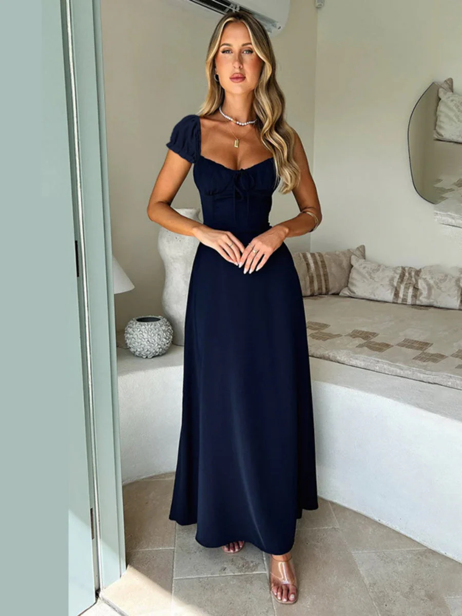 Liber Summer Women's Bandage Solid Color Maxi Dresses - Image 8