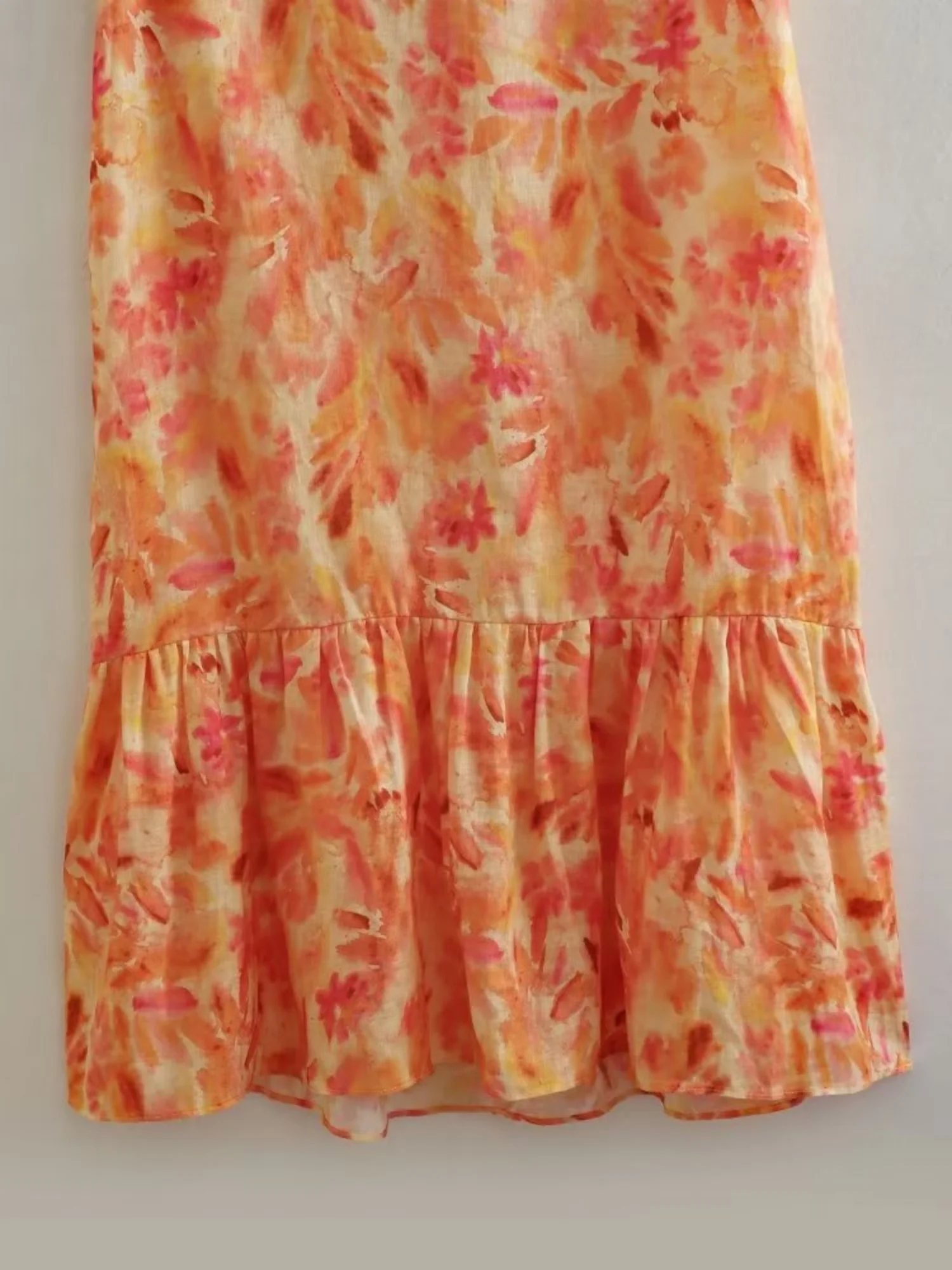 Floral Print Cutouts Revealing The Waist And Back V-neck Suspenders Maxi Dresses - Image 6