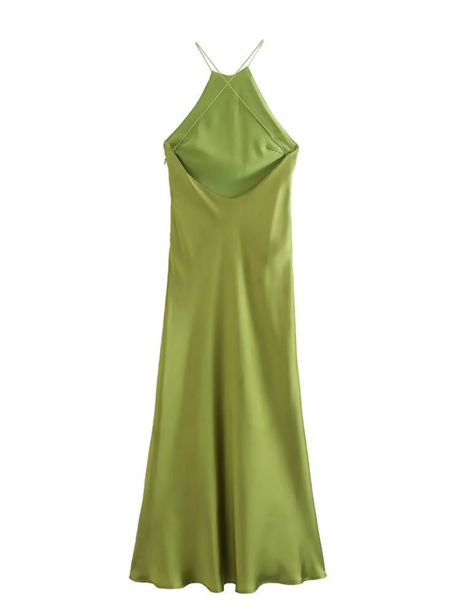 Silk Satin Halter Neck And Backless Maxi Dresses - Image 6