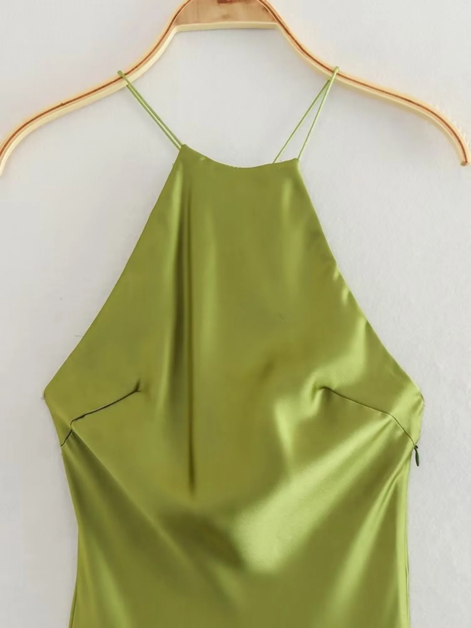 Silk Satin Halter Neck And Backless Maxi Dresses - Image 7