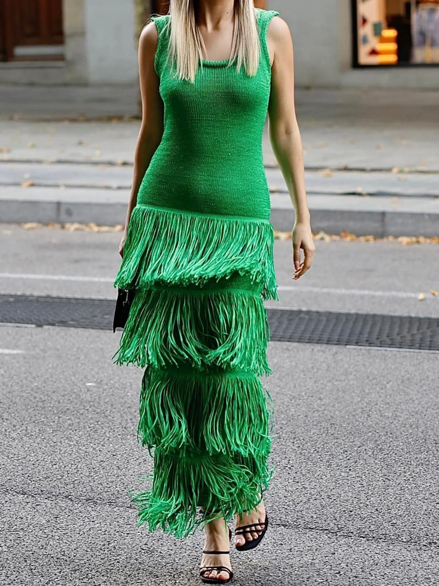 Hem Tassels Camisole Knit Maxi Dresses - Image 2